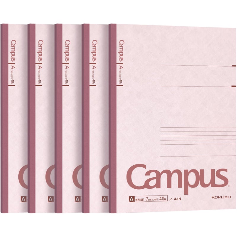 Kokuyo Campus Composition Notebook, 7 x 10 inch Lined Notebooks with 40 Sheets College Ruled Paper, 5 Pack B5 Pink Notebook for School and Work, School Supplies Comp Book for Journal Diary, Japan Import - Image 1